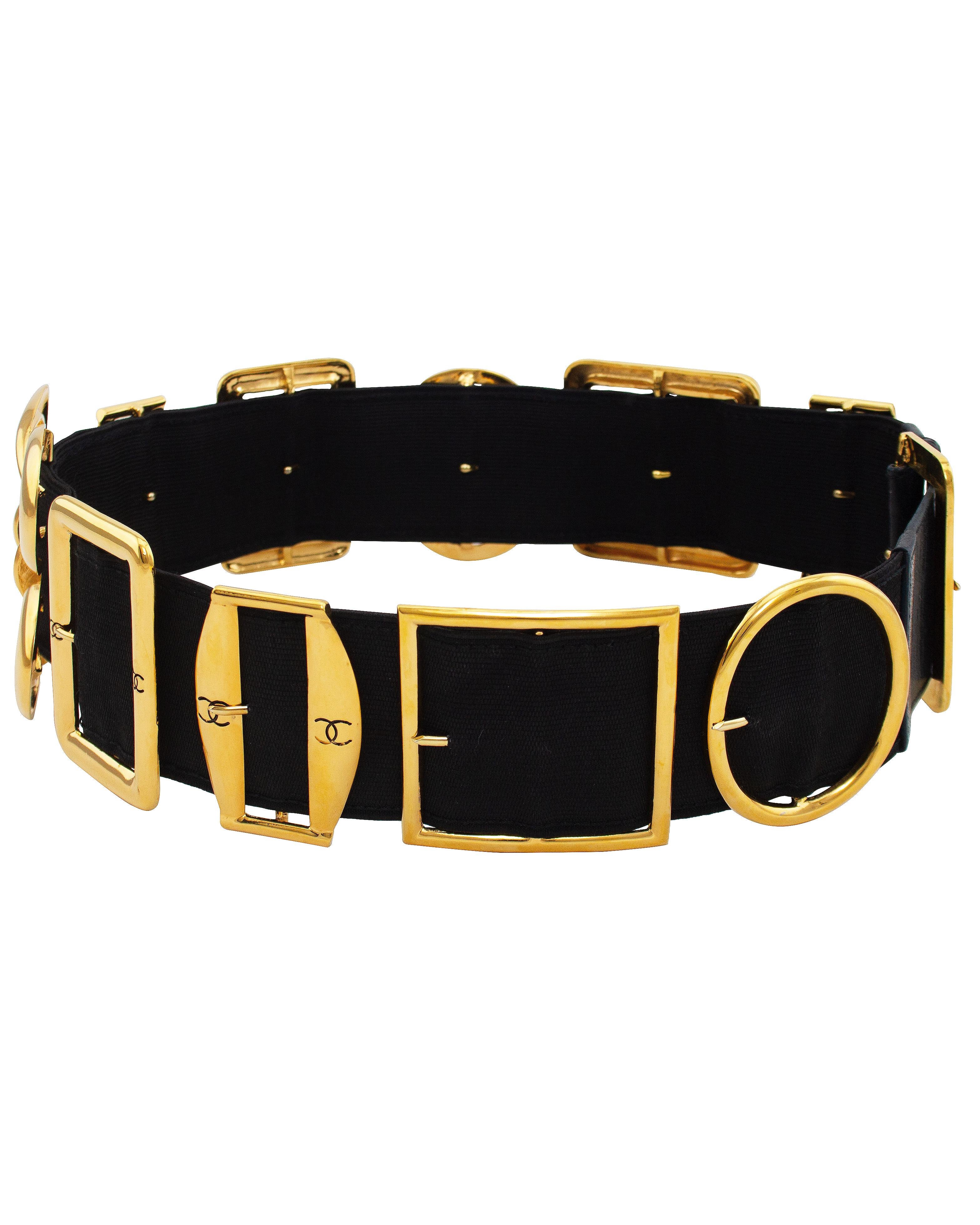 Women's or Men's Spring/Summer 1988 Chanel Multi Buckle Stretch Belt For Sale