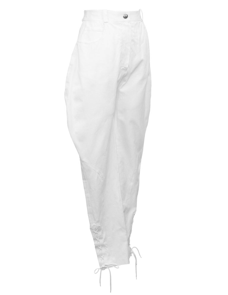 Printemps/été 1997 Chanel Pantalon de jodhpur en coton sergé blanc