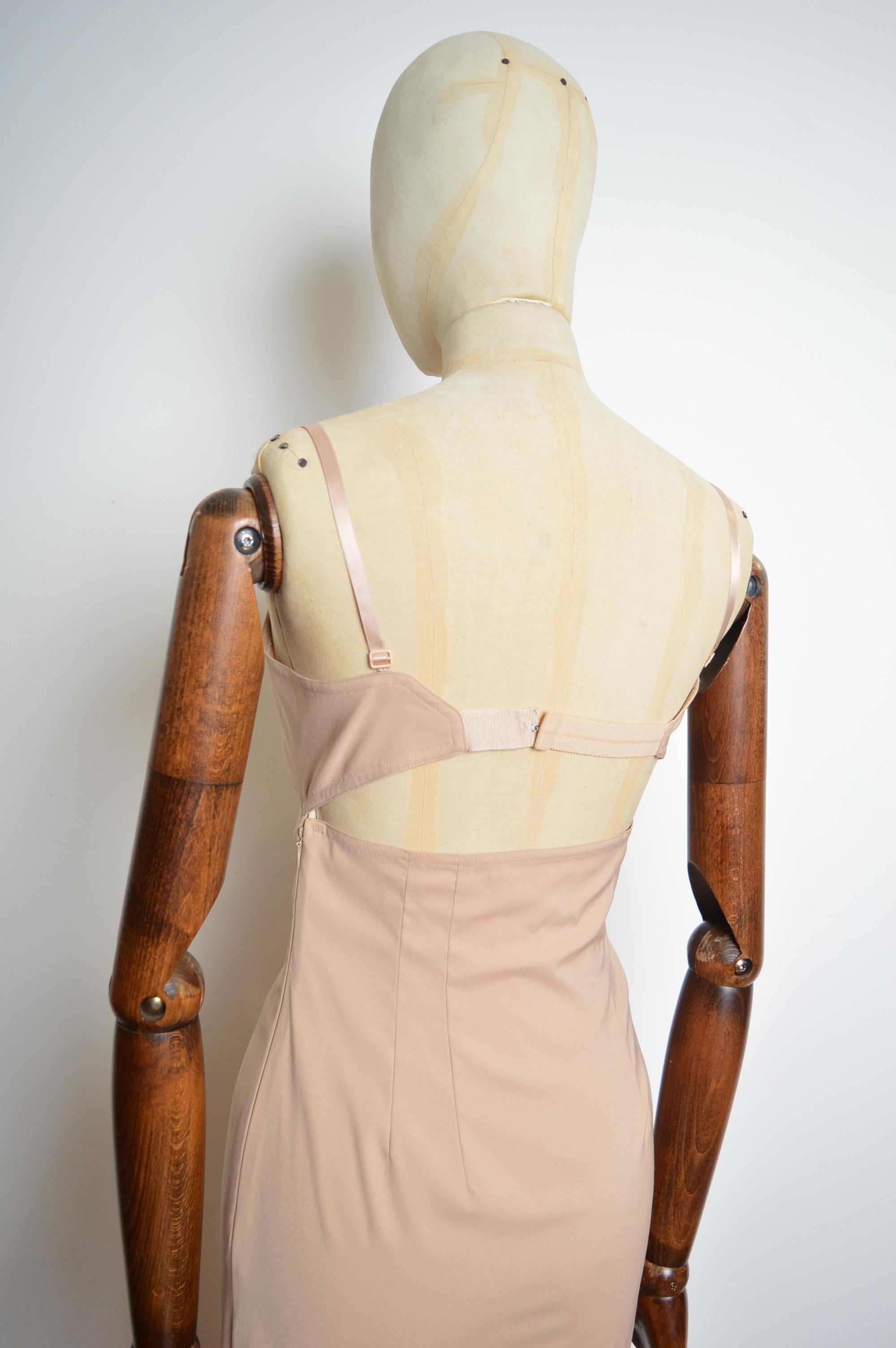 Spring / Summer 1997 Dolce & Gabbana Nude Pink Peach Runway Long Slip Dress For Sale 6