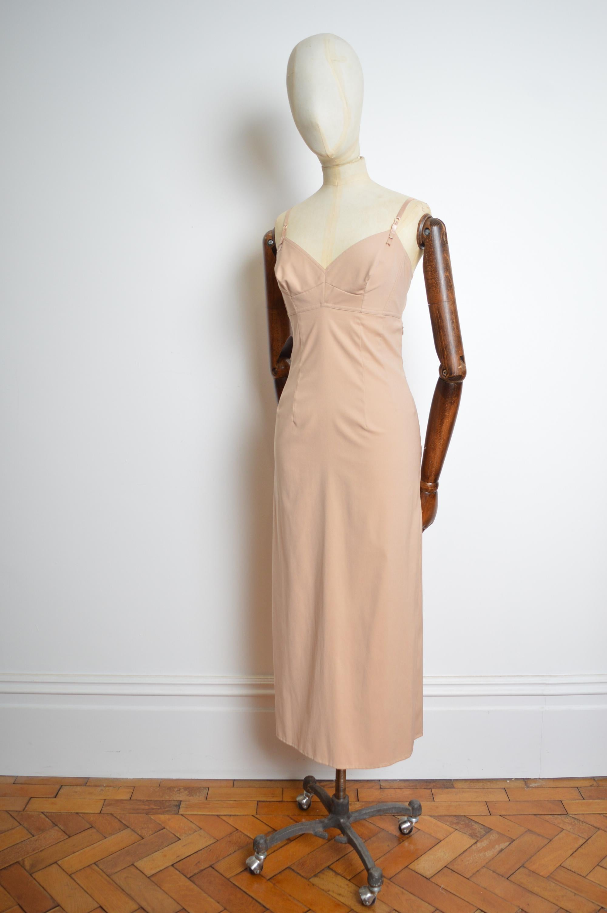 Spring / Summer 1997 Dolce & Gabbana Nude Pink Peach Runway Long Slip Dress For Sale 7