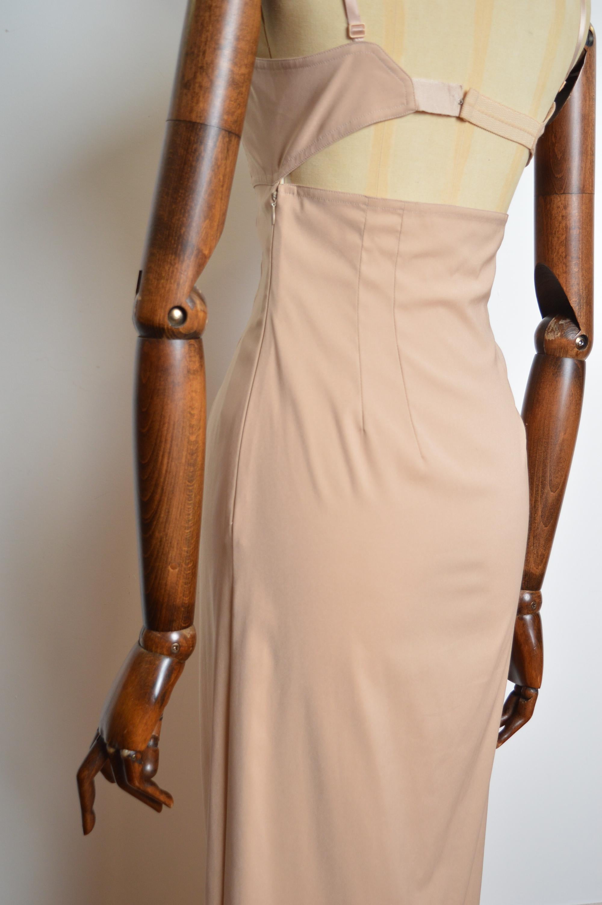 Spring / Summer 1997 Dolce & Gabbana Nude Pink Peach Runway Long Slip Dress For Sale 8