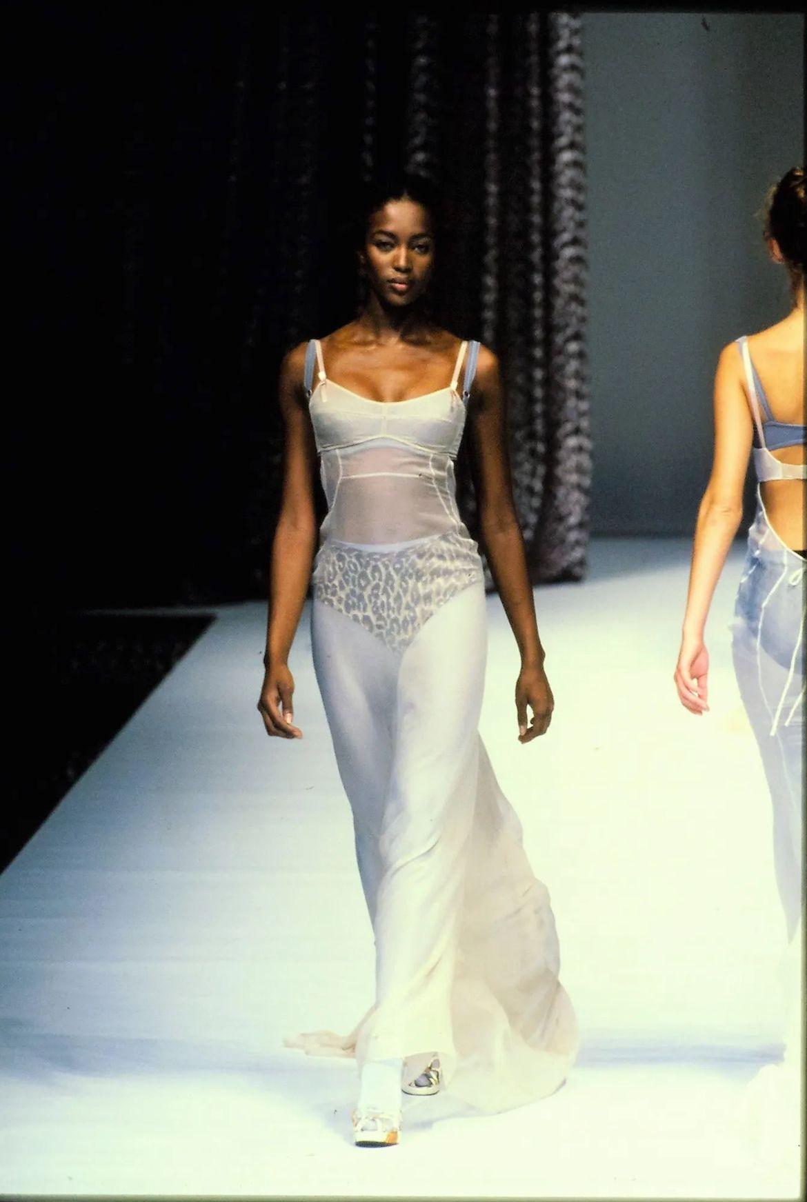 Orange Spring / Summer 1997 Dolce & Gabbana Nude Pink Peach Runway Long Slip Dress For Sale
