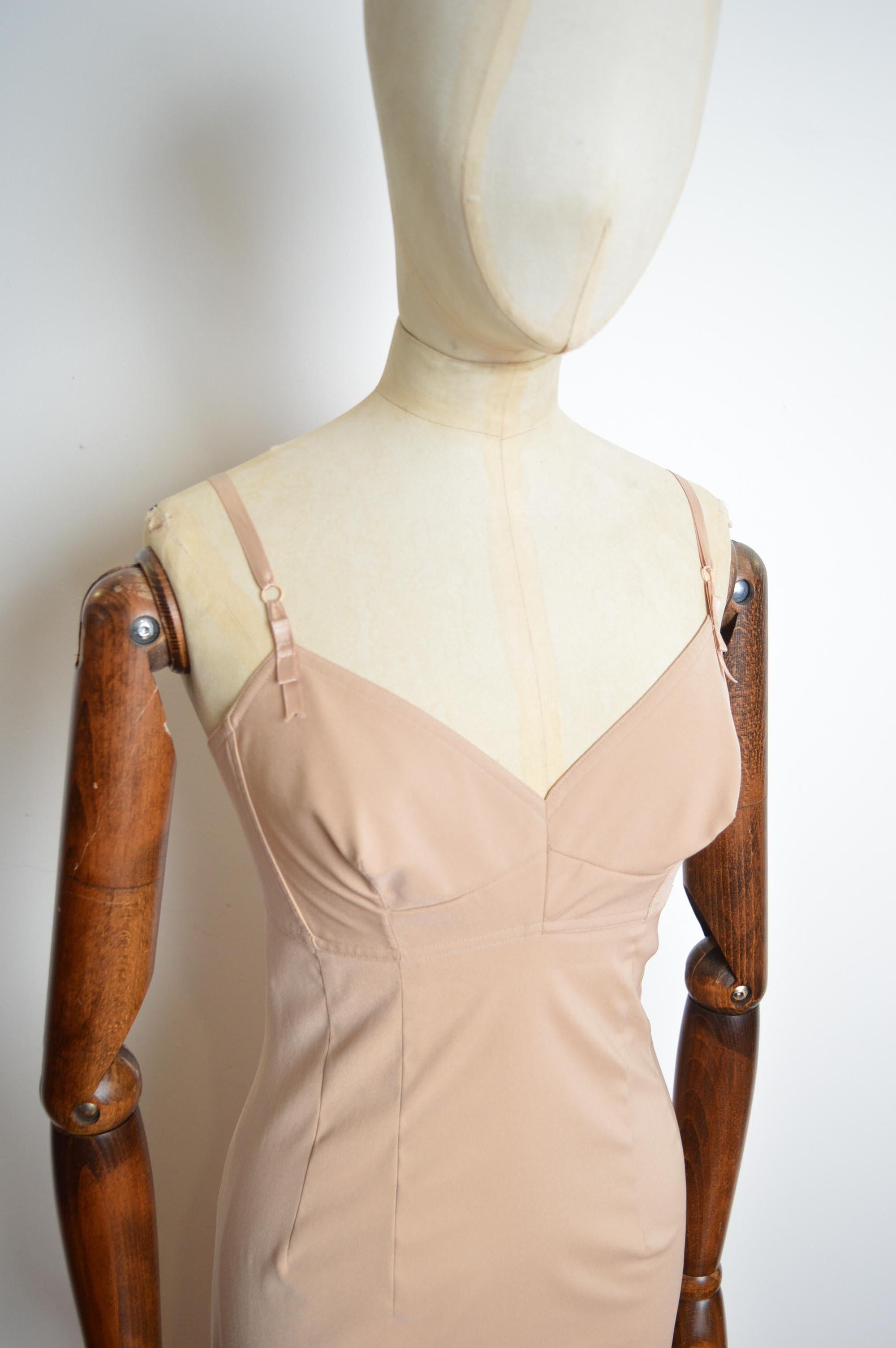 Women's Spring / Summer 1997 Dolce & Gabbana Nude Pink Peach Runway Long Slip Dress For Sale
