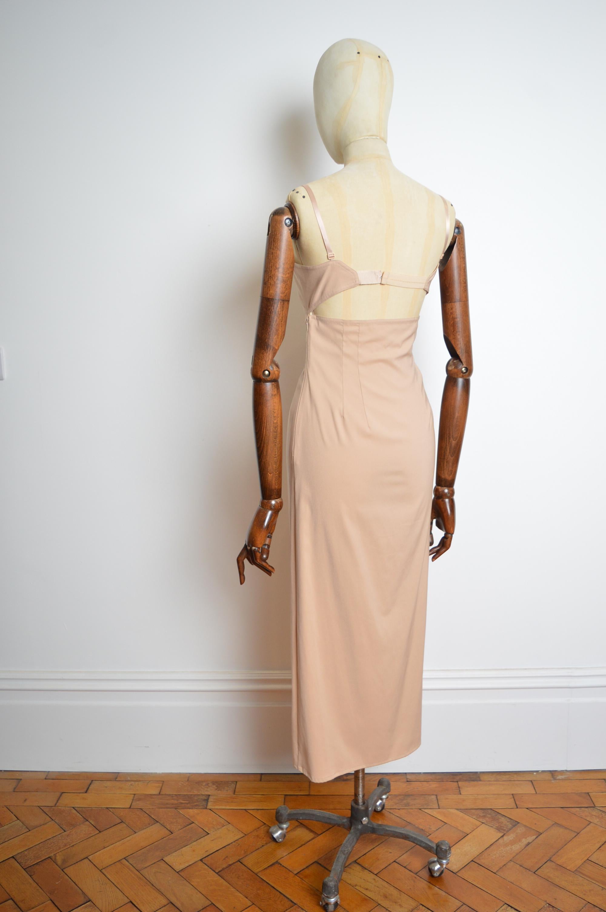 Spring / Summer 1997 Dolce & Gabbana Nude Pink Peach Runway Long Slip Dress For Sale 2