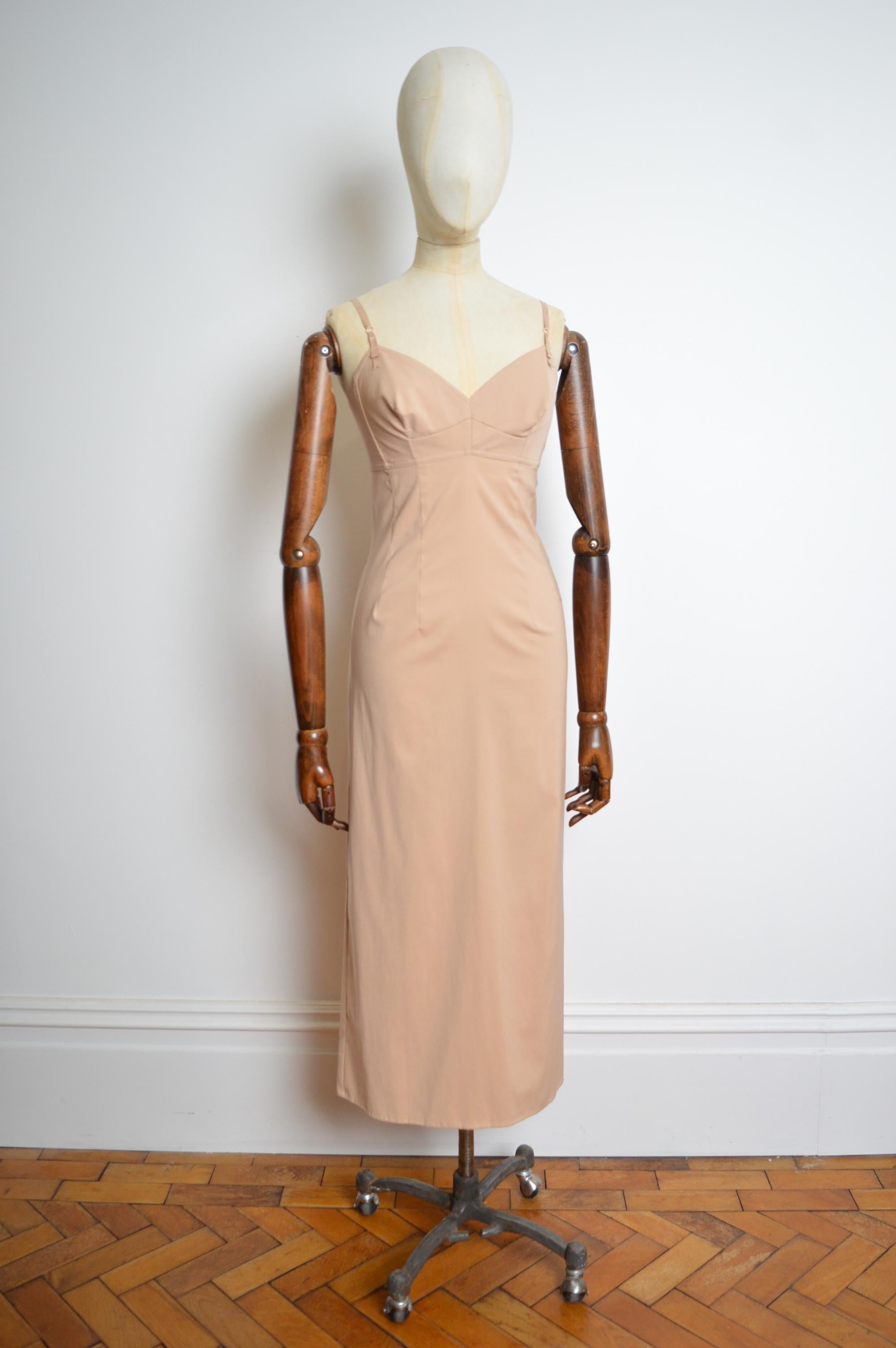 Spring / Summer 1997 Dolce & Gabbana Nude Pink Peach Runway Long Slip Dress For Sale 4