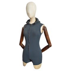 Spring / Summer 1999 PRADA Grey Technical fabric Hooded Zipper Playsuit - Romper