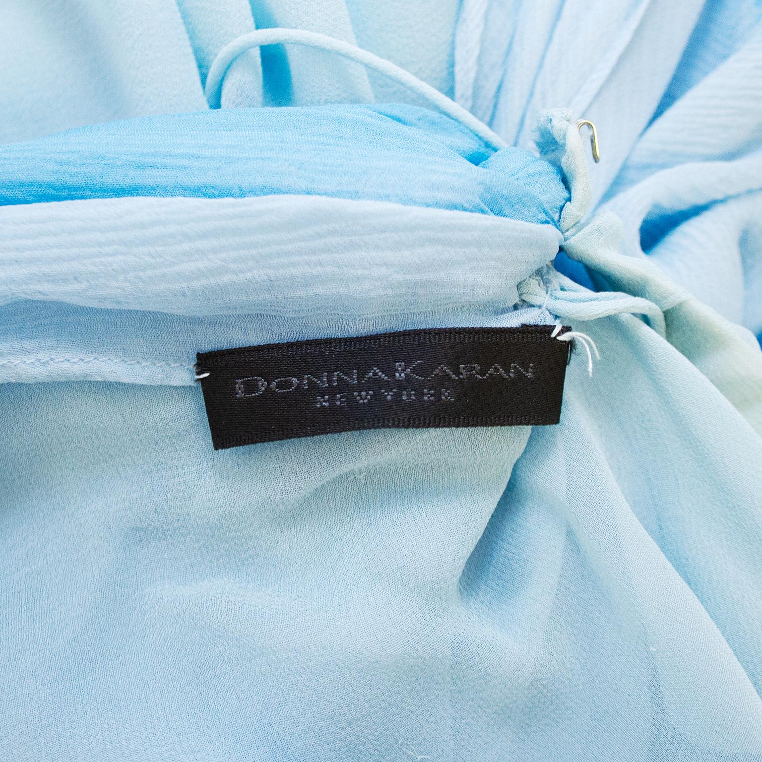 Spring/Summer 2000 Donna Karan Blue Watercolor Chiffon Layered Dress 5
