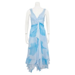 Spring/Summer 2000 Donna Karan Blue Watercolor Chiffon Layered Dress