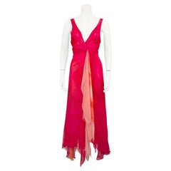Spring/Summer 2000 Donna Karan Red Watercolor Chiffon Layered Dress