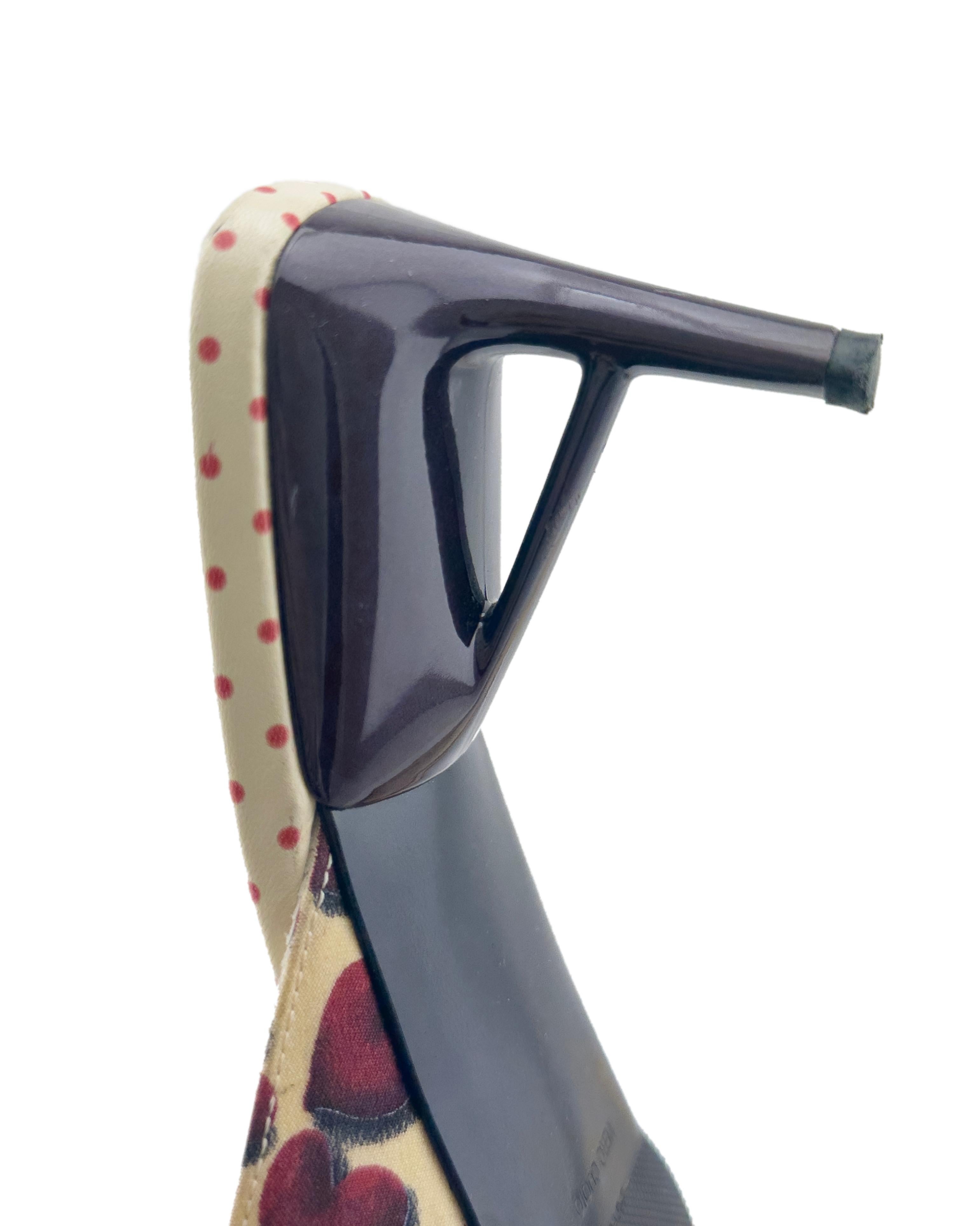 Women's Spring/Summer 2000 Prada Heart Print Kitten Heel Mules
