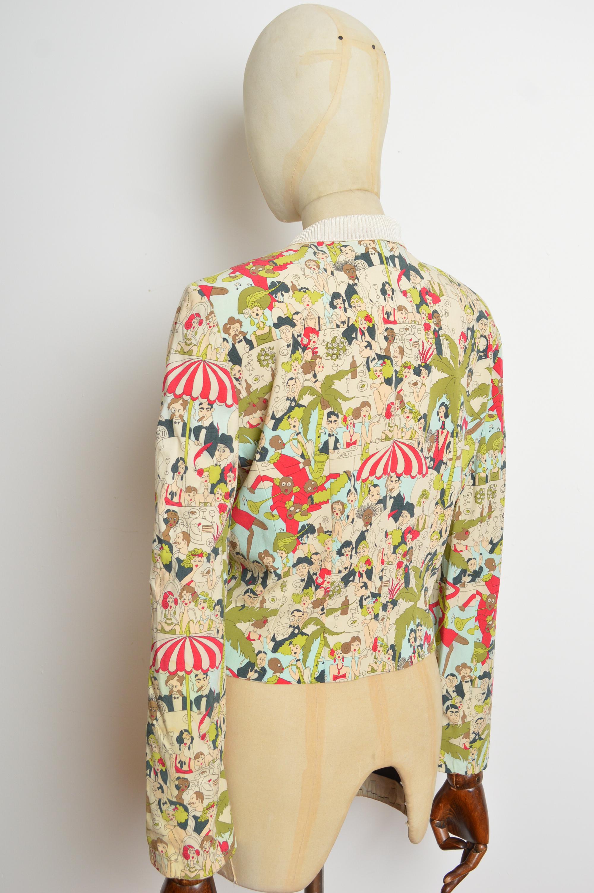 Primavera / Verano 2001 John Galliano Chaqueta bomber con estampado de dibujos animados Sketch en venta 5