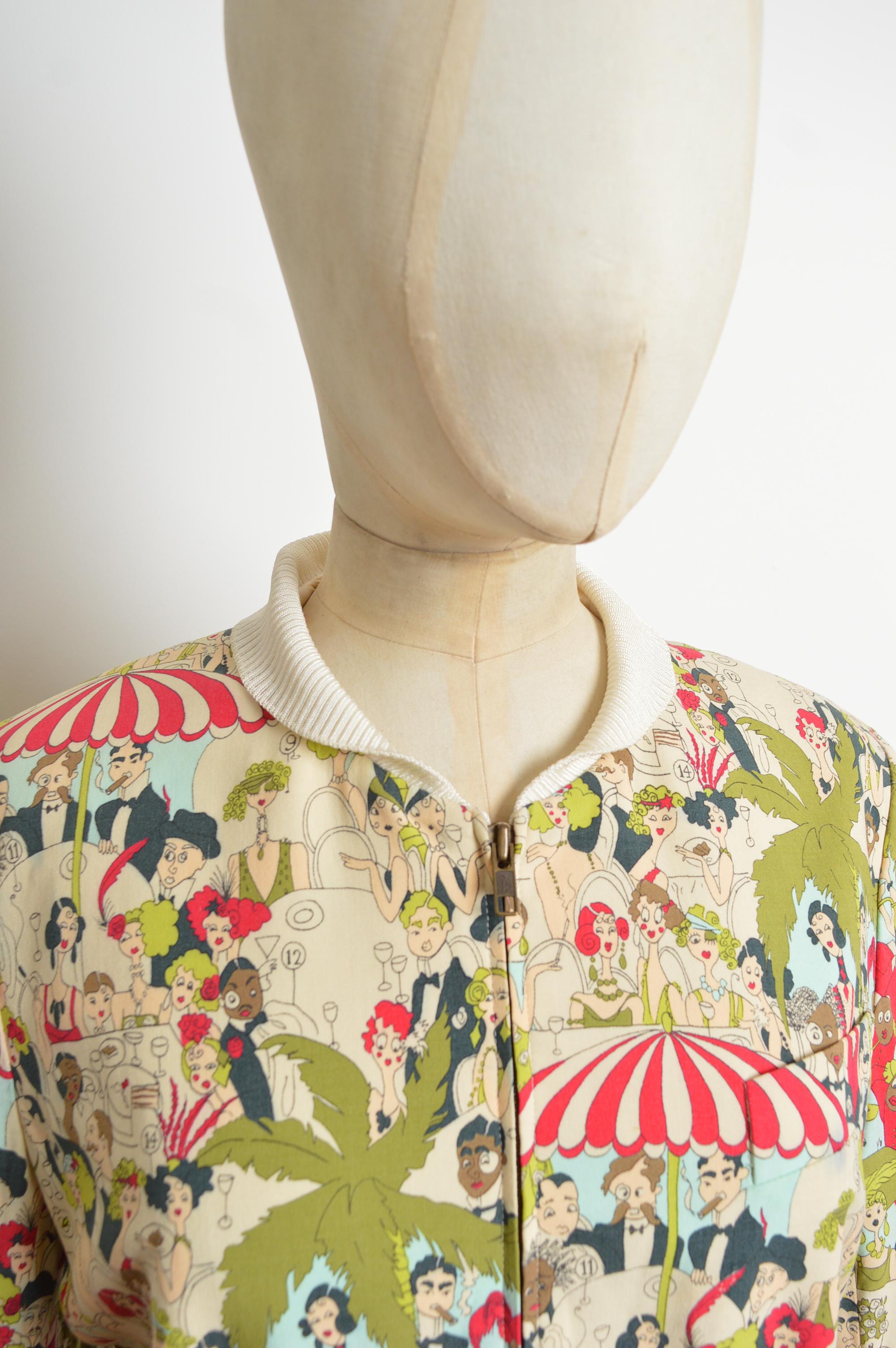 Primavera / Verano 2001 John Galliano Chaqueta bomber con estampado de dibujos animados Sketch en venta 10