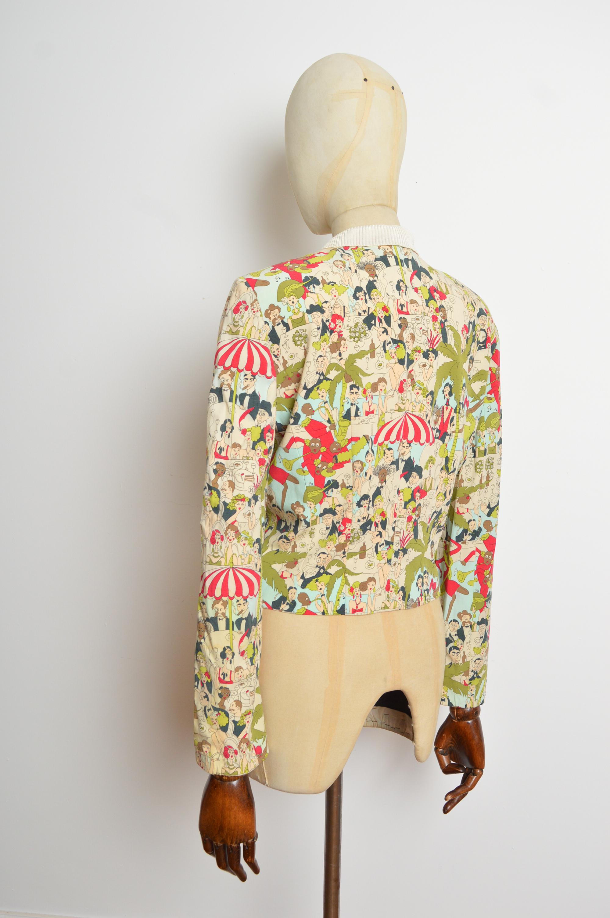 Primavera / Verano 2001 John Galliano Chaqueta bomber con estampado de dibujos animados Sketch en venta 4
