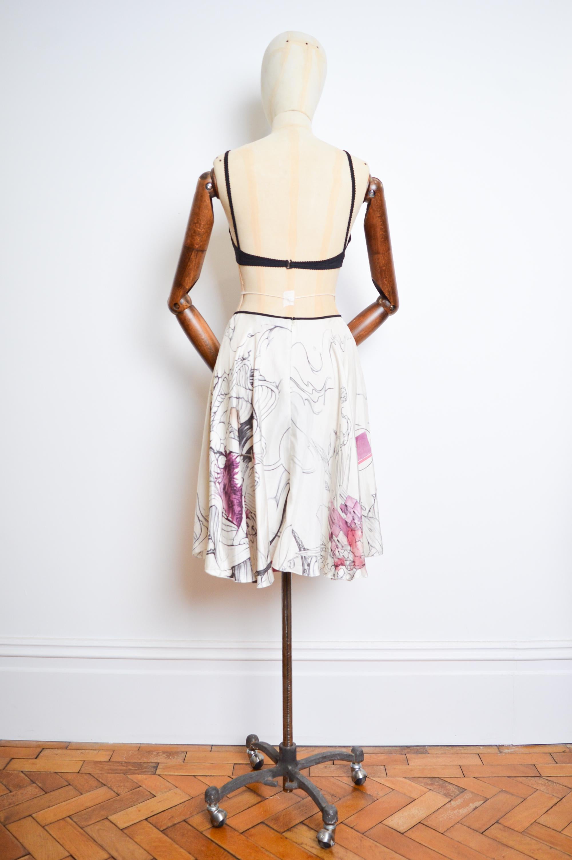 Spring / Summer 2008 James Jean PRADA Runway Silk Fairy Print Sketch Silk Skirt For Sale 1