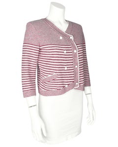 Spring/Summer 2015 Chanel Red and White Stripe Cardigan