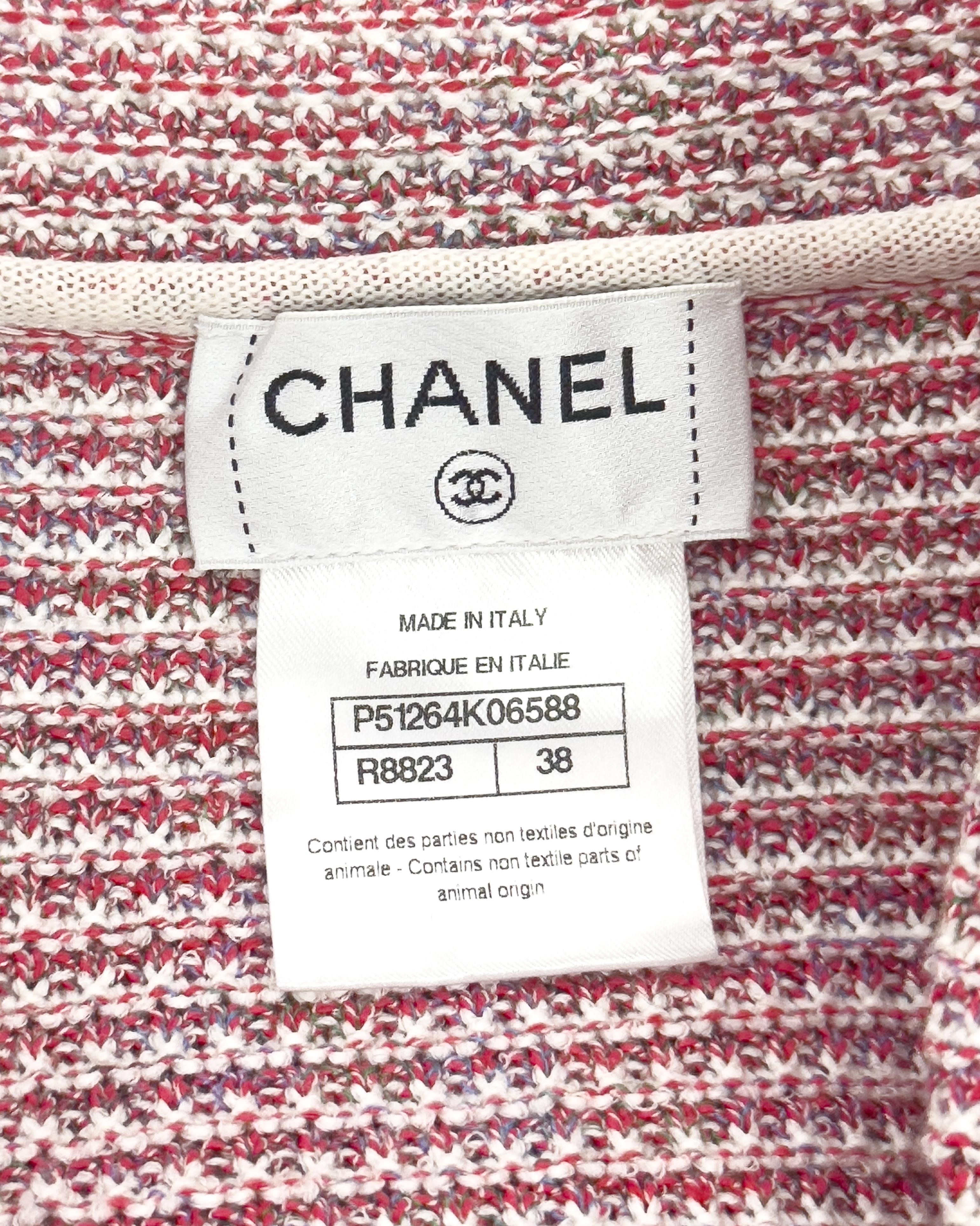 Cardigan Chanel primavera/estate 2015 a righe bianche e rosse in vendita 1