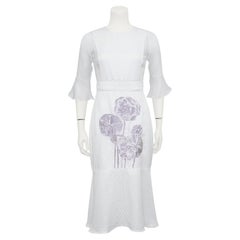 Abito in seta jacquard e chiffon ricamato bianco per la primavera/estate 2015