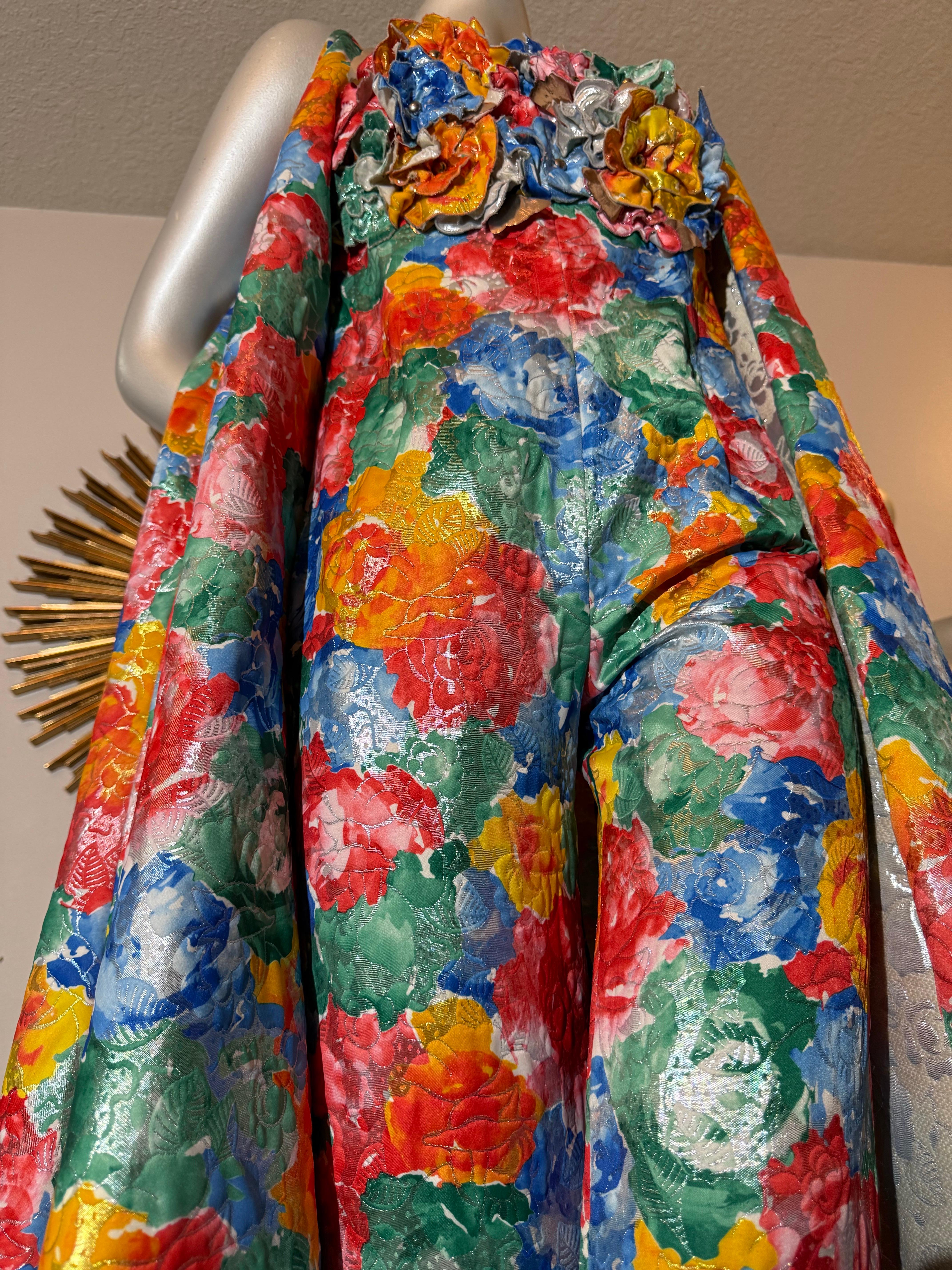 Haute Couture - Printemps/Été Combinaison bustier avec plumeau en soie florale Matelessé en vente 14