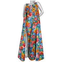 Haute Couture - Printemps/Été Combinaison bustier avec plumeau en soie florale Matelessé
