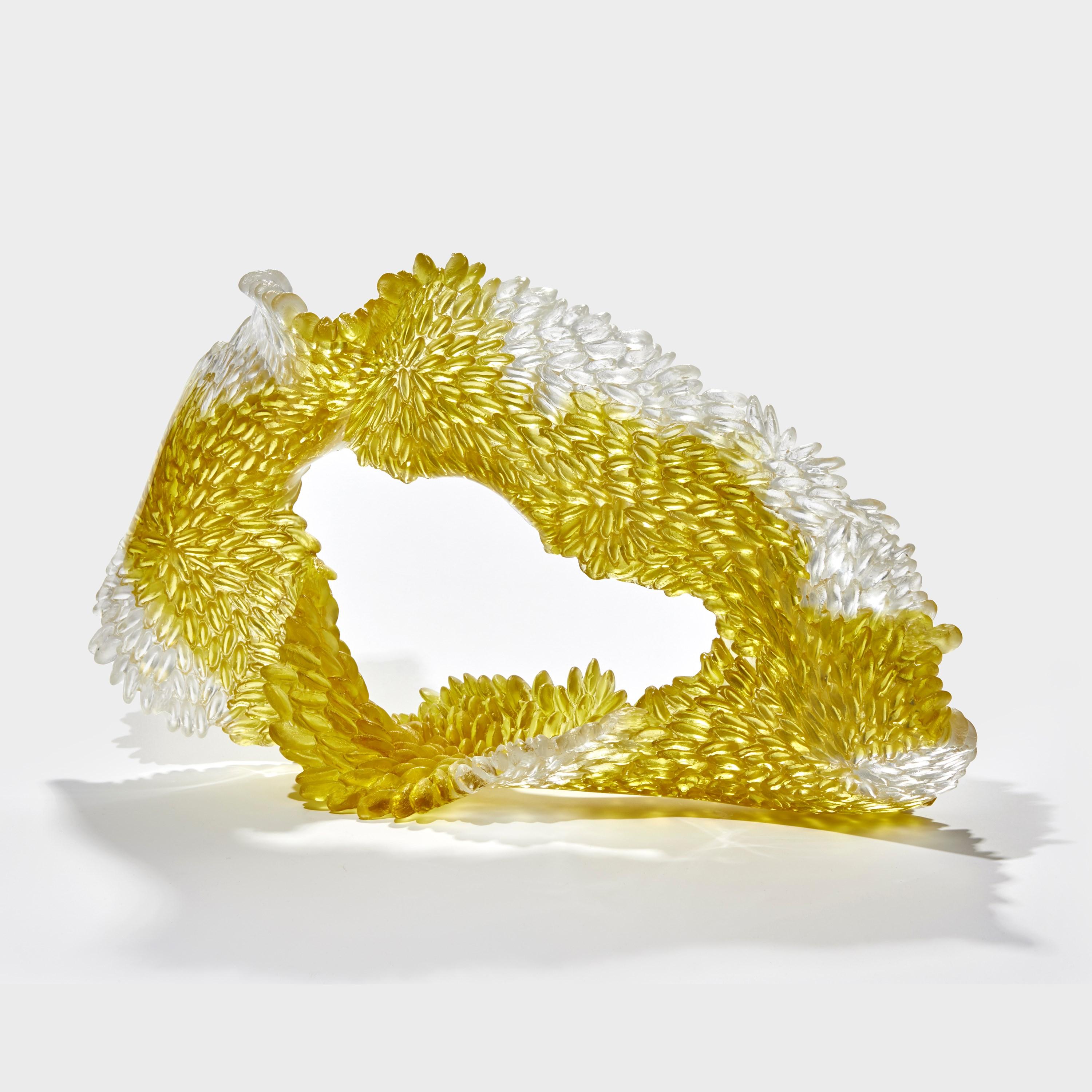 Organic Modern Spring Yellows I, a Gold & Clear Abstract Glass Sculpture by Nina Casson McGarva For Sale