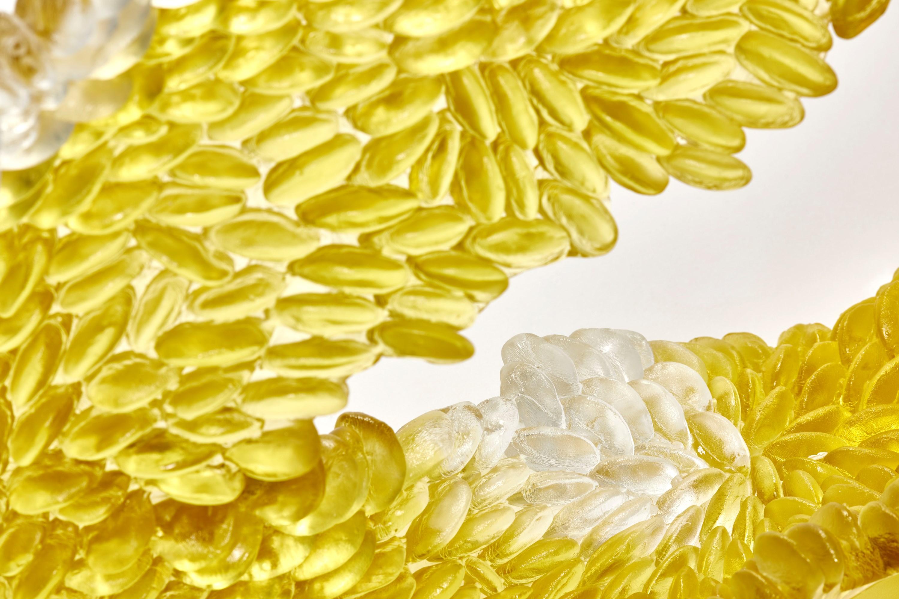 Spring Yellows I, eine abstrakte Glasskulptur aus Gold und klarem Glas von Nina Casson McGarva (Britisch) im Angebot