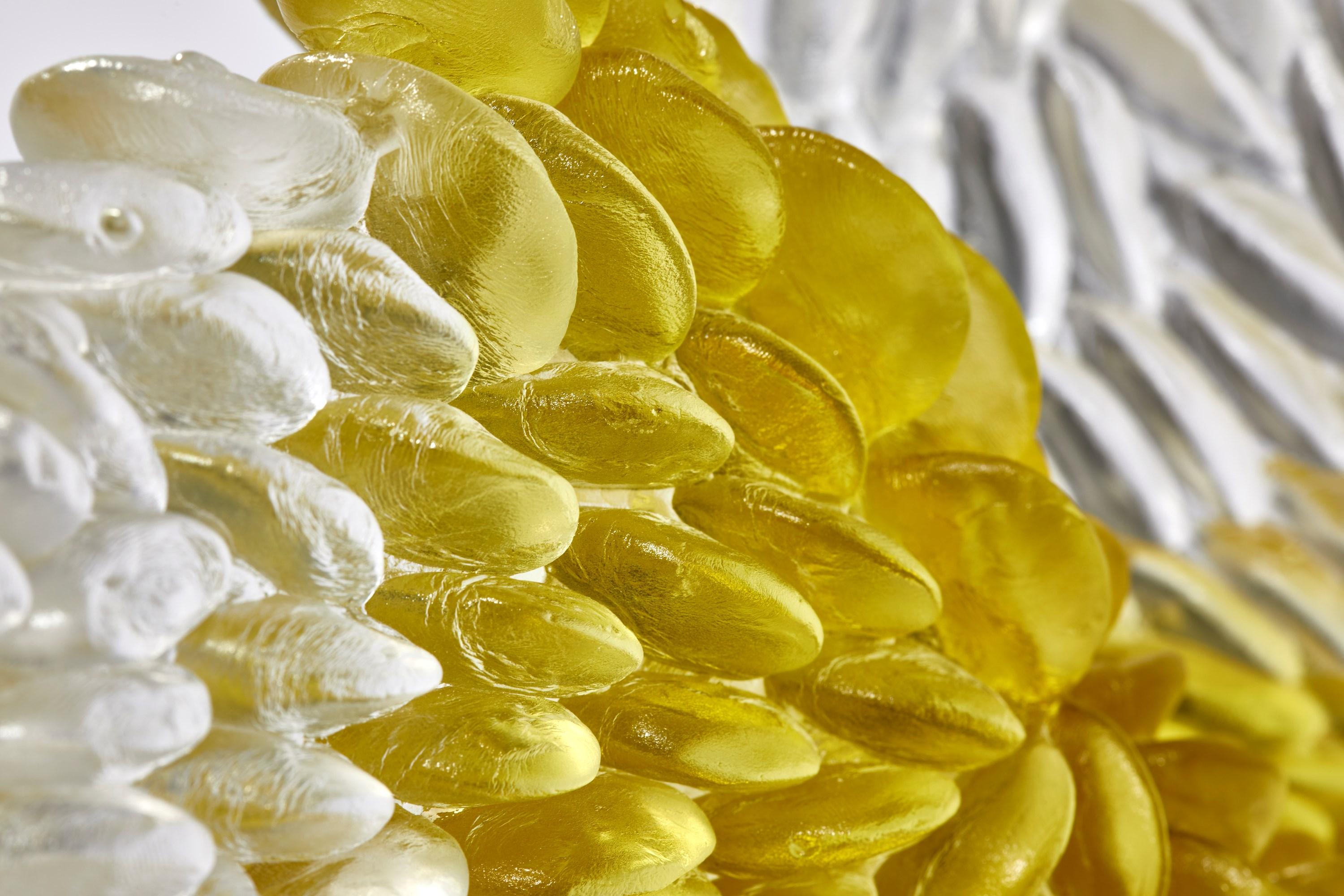 Cast Spring Yellows I, a Gold & Clear Abstract Glass Sculpture by Nina Casson McGarva For Sale