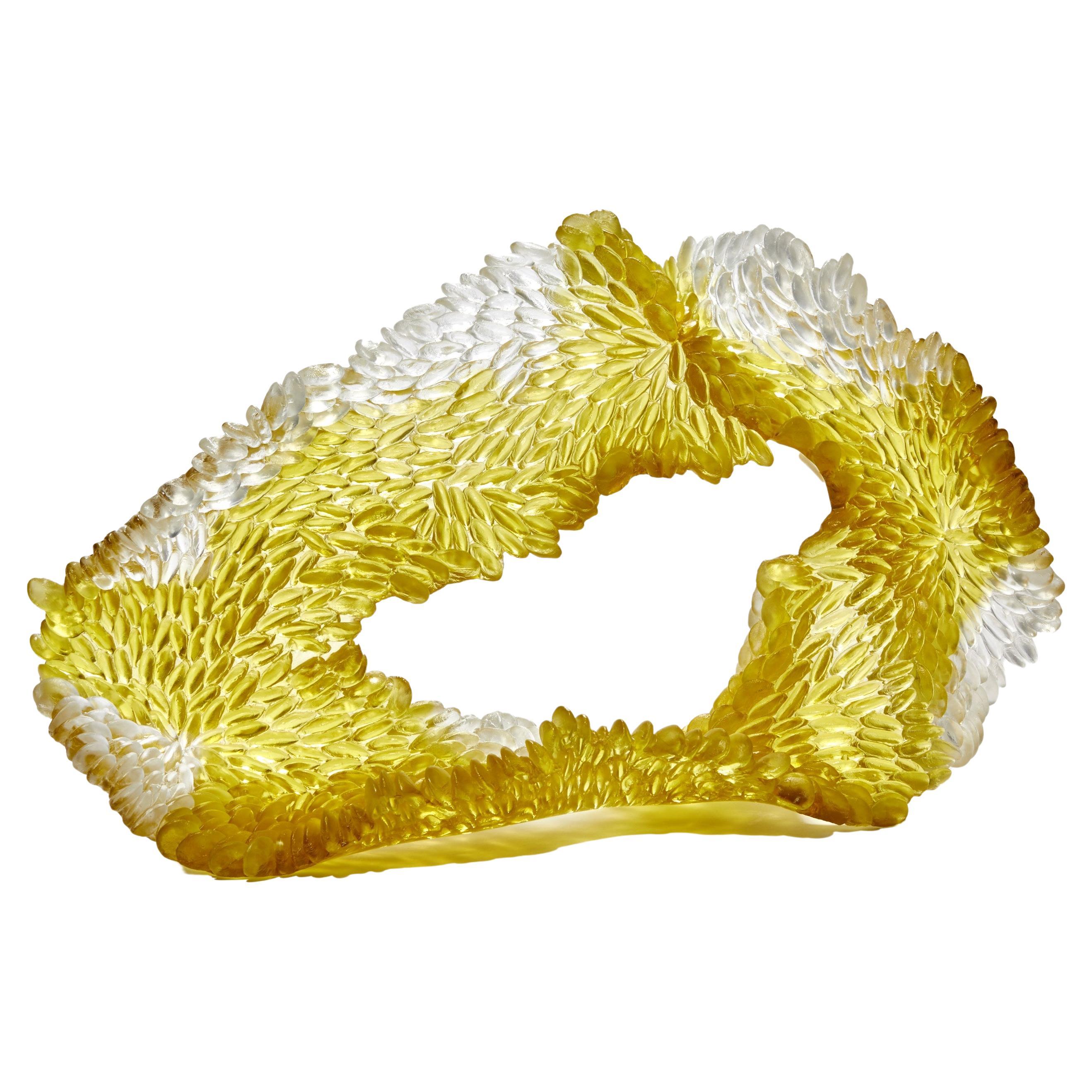 Spring Yellows I, a Gold & Clear Abstract Glass Sculpture by Nina Casson McGarva For Sale