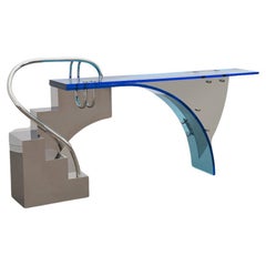 Springboard' Acrylic, Stainless Steel Console Table by Cometabolism Studio