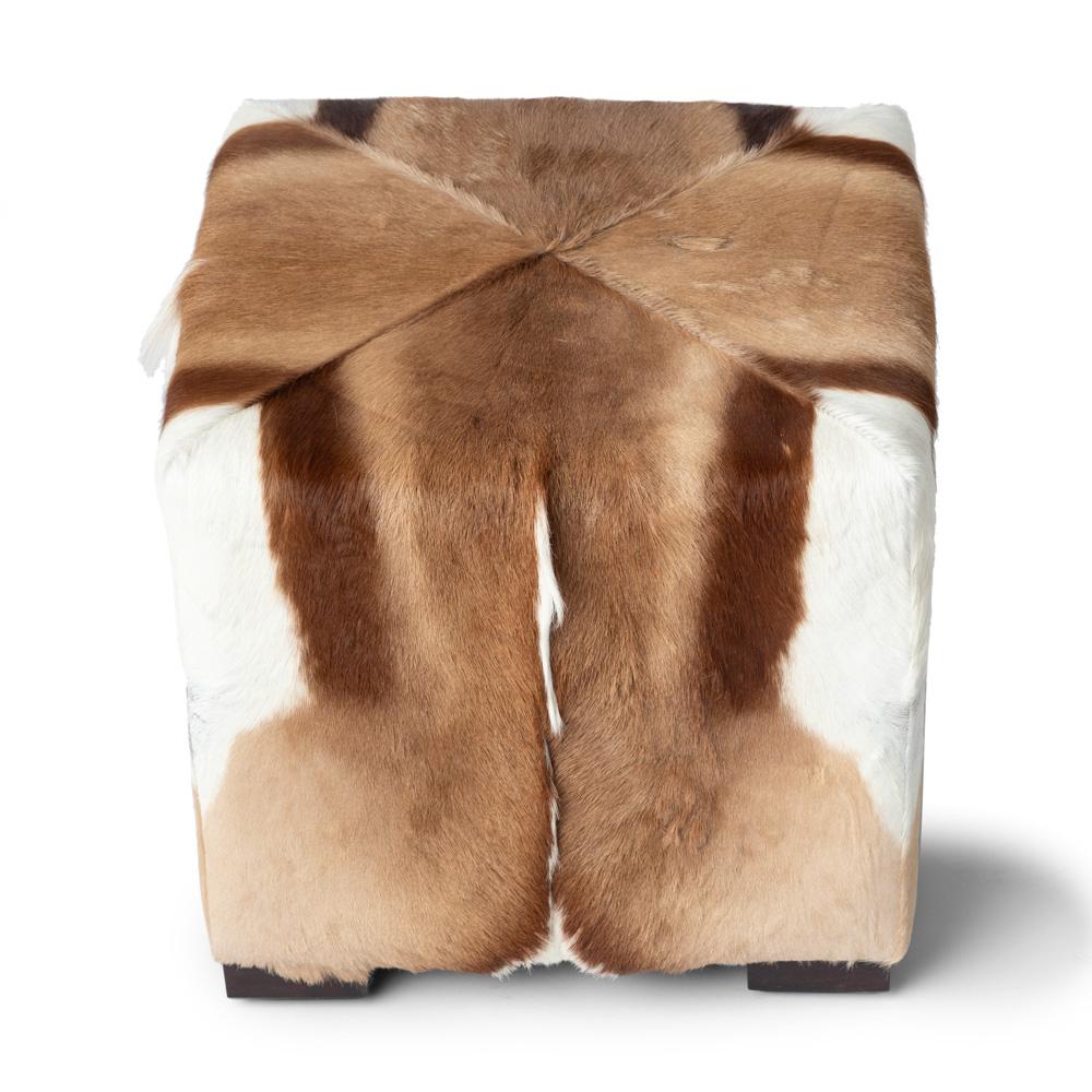 South African Springbok Hide Cube Ottoman For Sale
