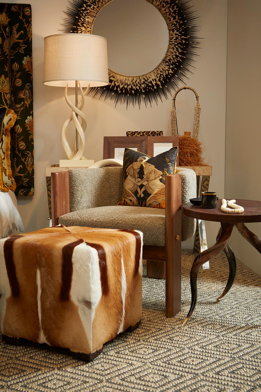 Contemporary Springbok Hide Cube Ottoman For Sale