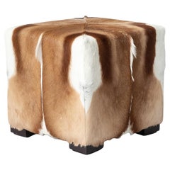 Cube Ottoman en cuir de Springbok