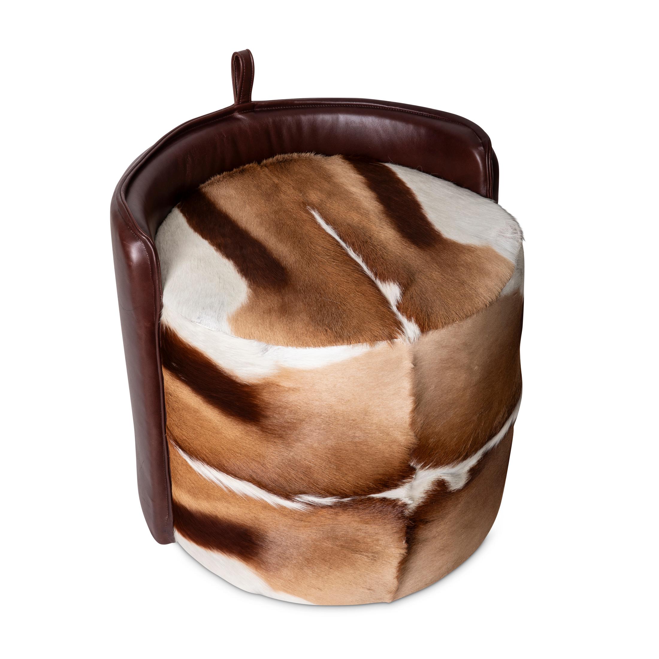 Springbok Hide & Leather Stool For Sale 5