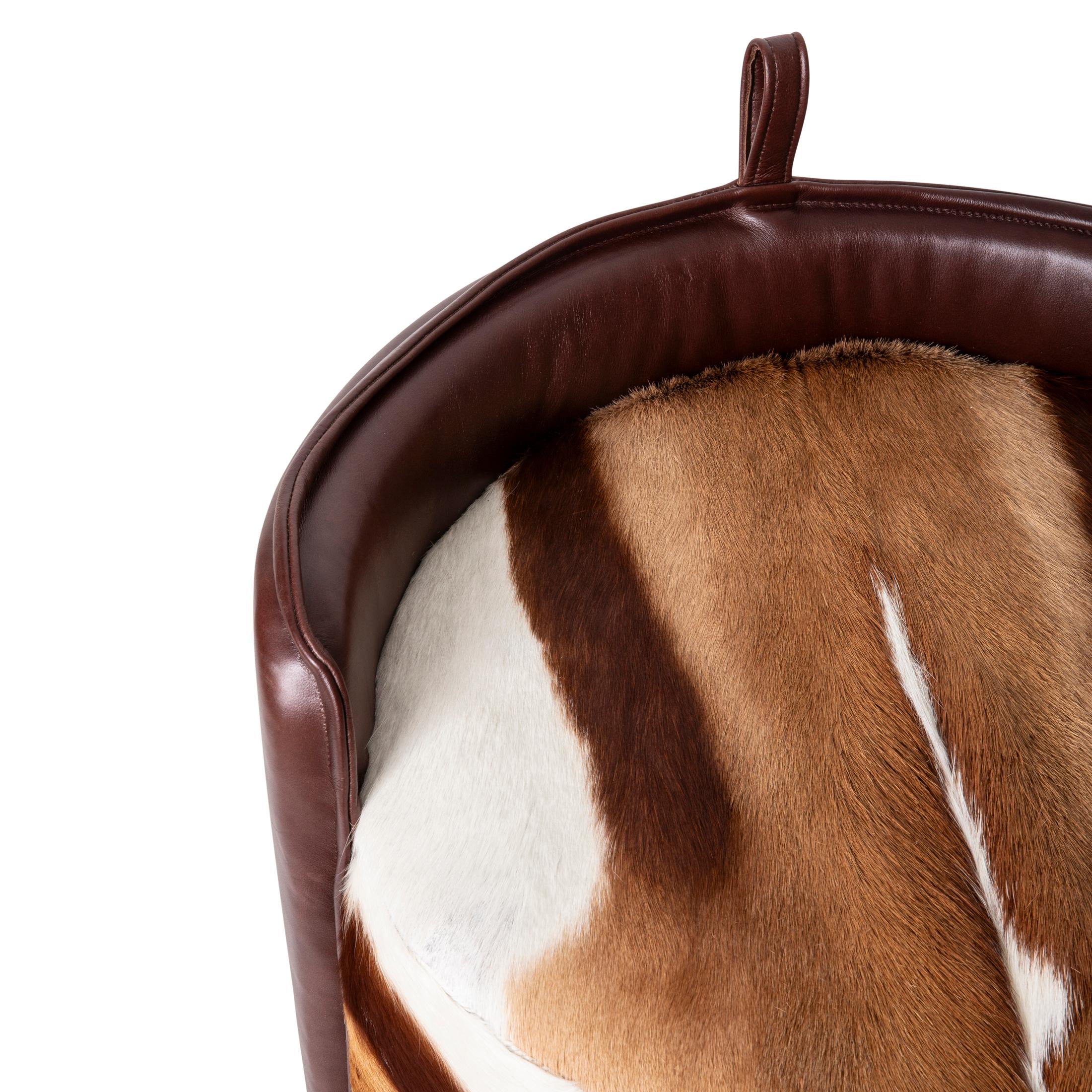 Springbok Hide & Leather Stool For Sale 2