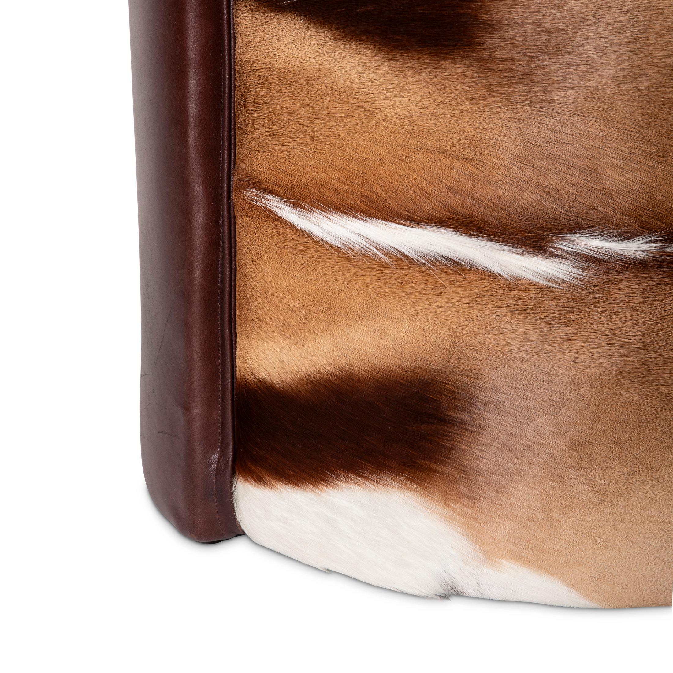 Springbok Hide & Leather Stool For Sale 3