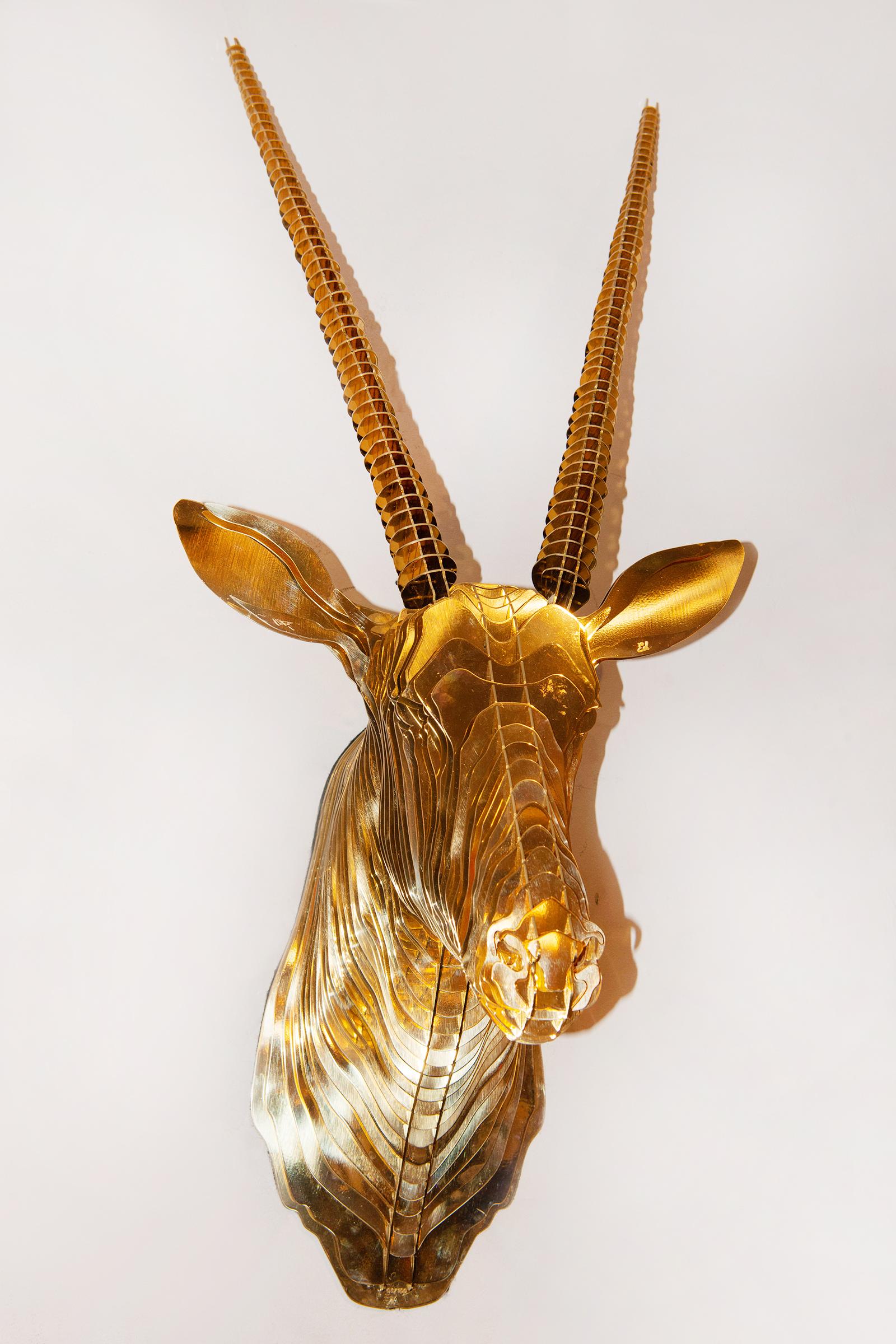 Hand-Crafted Springbok Trophee Sculpture For Sale