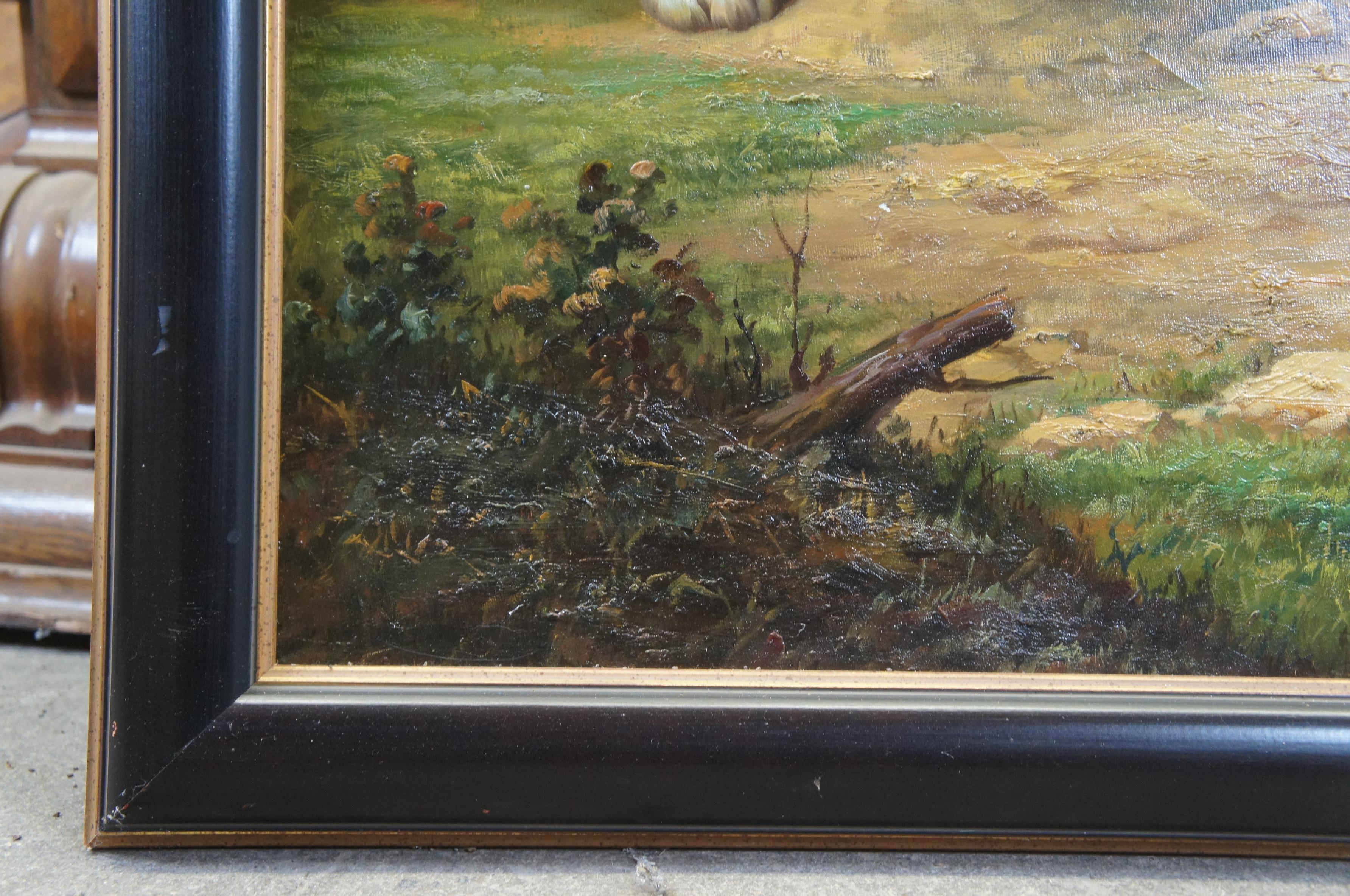 Canvas Springer Spaniel Dog Landscape Portrait Oil Painting After John Wootton 43