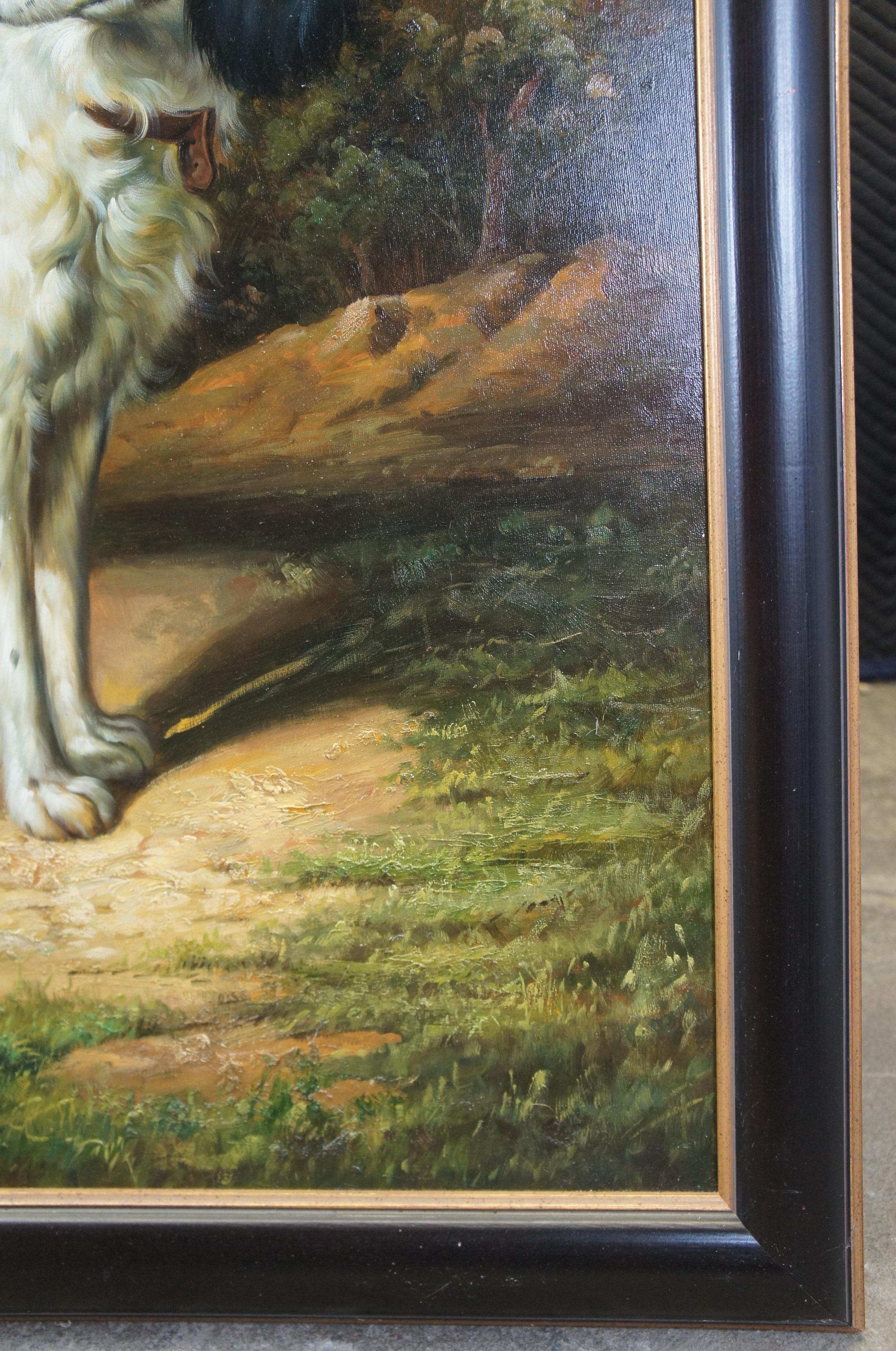 Springer Spaniel Dog Landscape Portrait Oil Painting After John Wootton 43