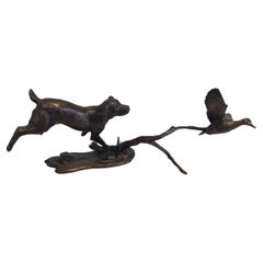 Springer Spaniel & Duck Michael Simpson Bronze, Signed Limited Edition Sculpture
