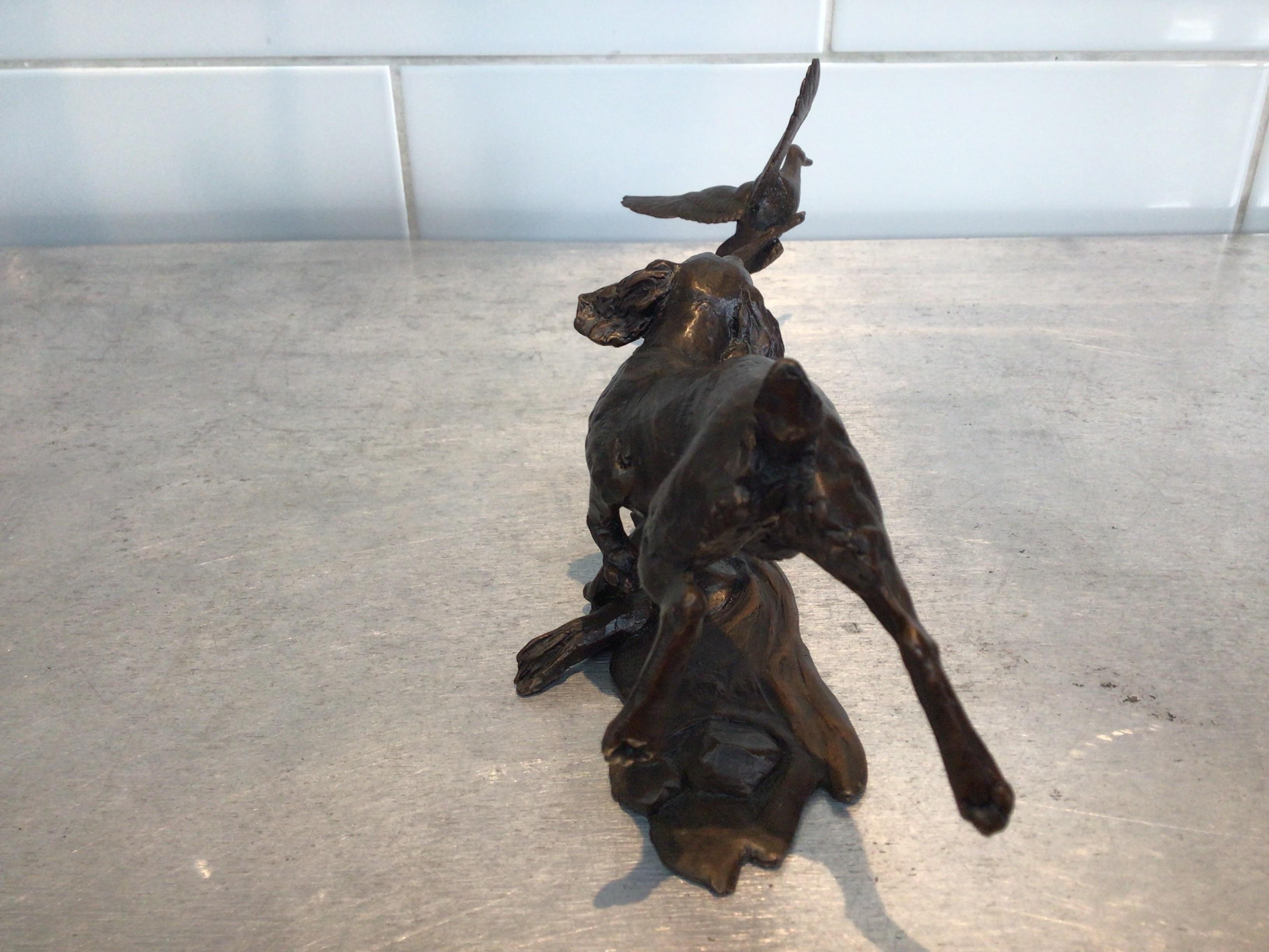 Fine XX secolo Springer Spaniel e anatra Michael Simpson Scultura in bronzo firmata in edizione limitata in vendita