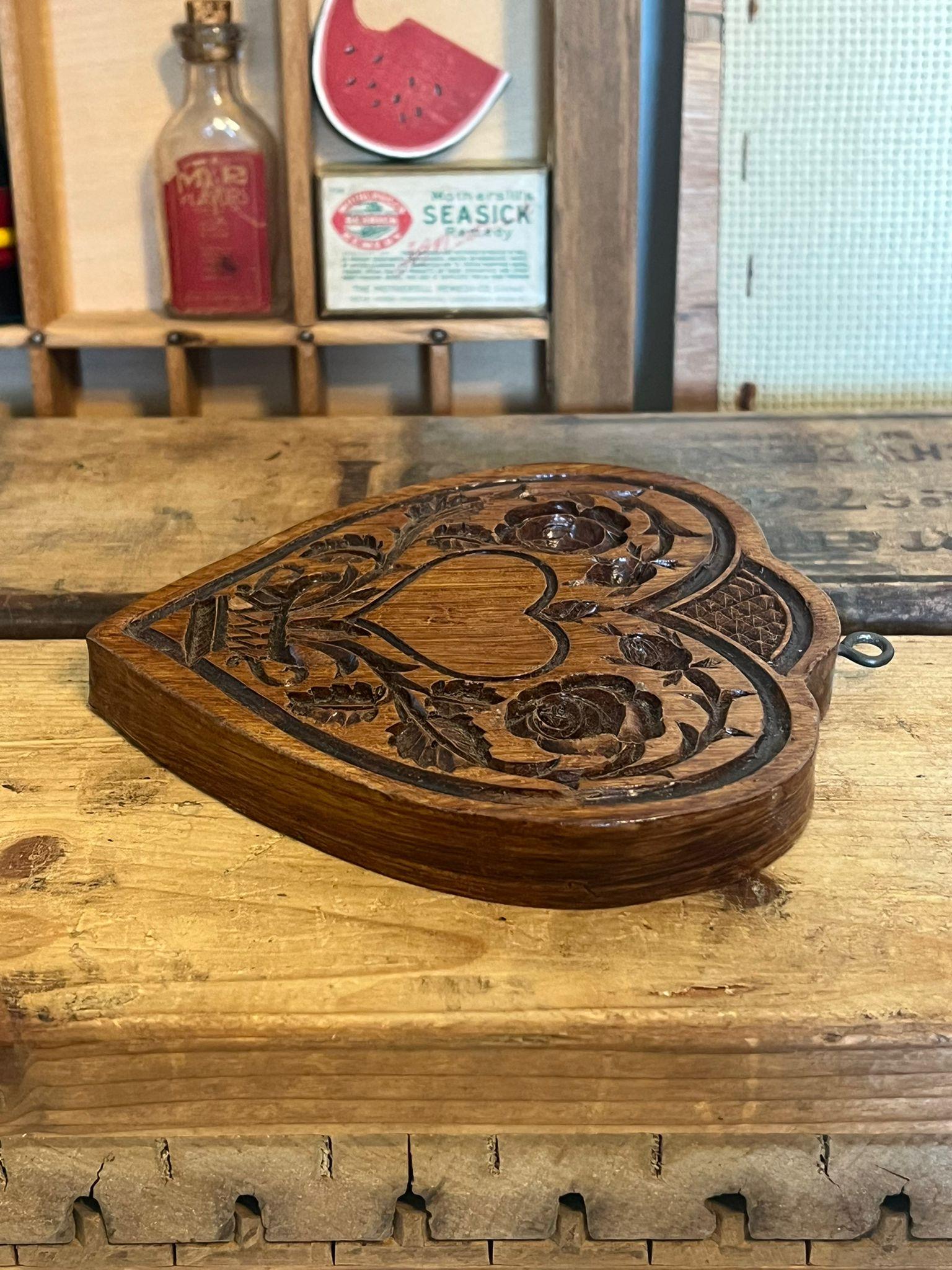 Legno Stampo Springerle Butter Cookie Heart Stamp Press in vendita