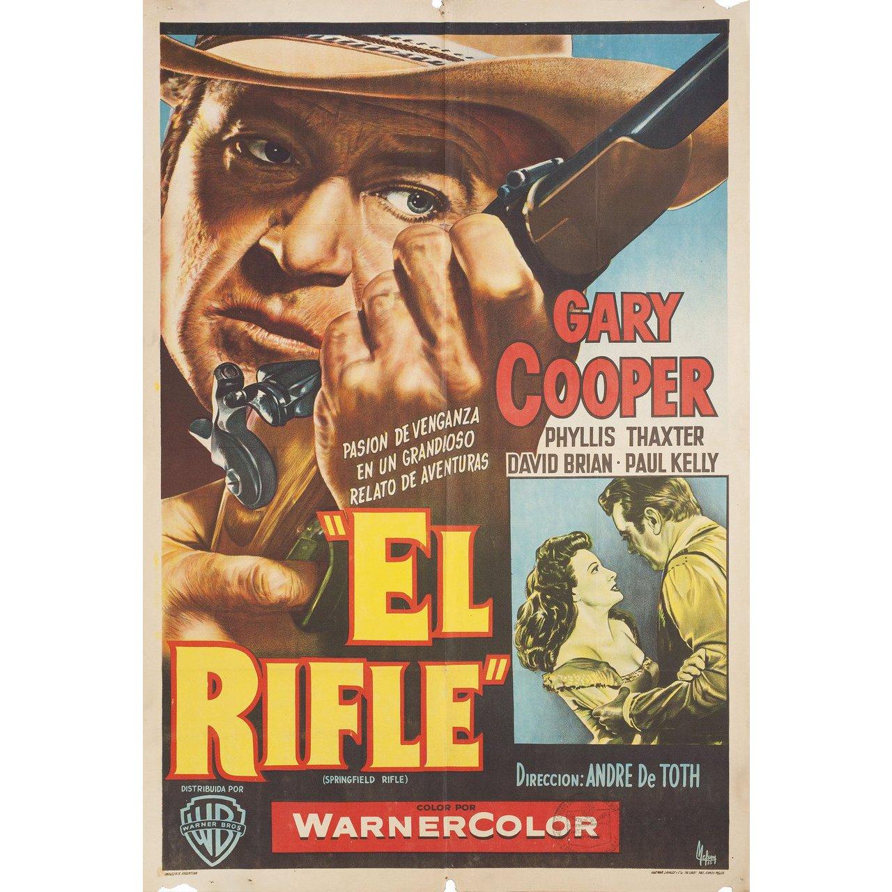 Original 1955 Argentine poster by Nelson for the 1952 film 'Springfield Rifle' directed by Andre De Toth with Gary Cooper / Phyllis Thaxter / David Brian / Paul Kelly. Very good-fine condition, folded. Many original posters were issued folded or