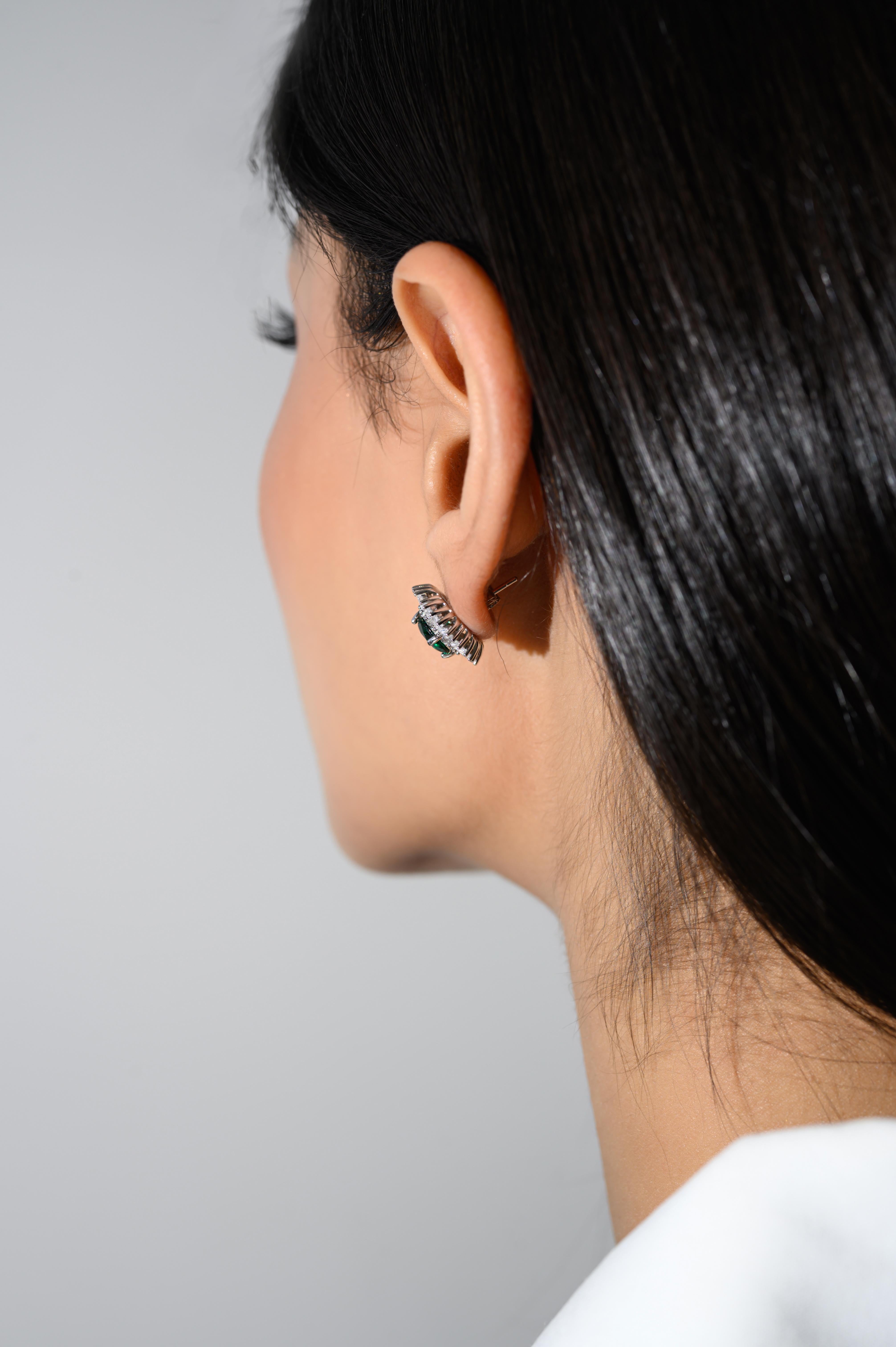 Sprinkle Green Rhinestone Studs Earring for Wedding in Silver Fashion Jewelry For Sale 2
