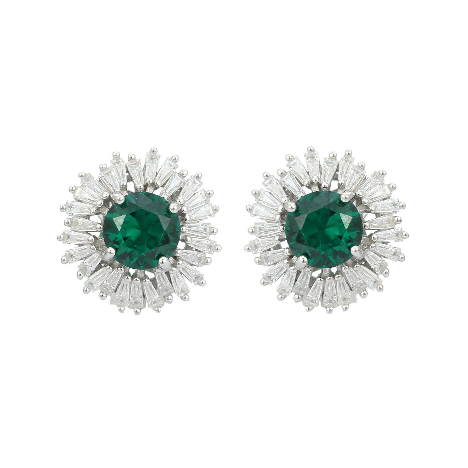 Sprinkle Green Rhinestone Studs Earring for Wedding in Silver Fashion Jewelry For Sale 3