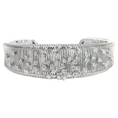 Sprinkled Diamond Wire Cuff Bangle in 18K White Gold