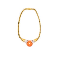 Spritzer and Fuhrmann 18Kt Gold Necklace with 3.10 Cts in Diamonds and Coral