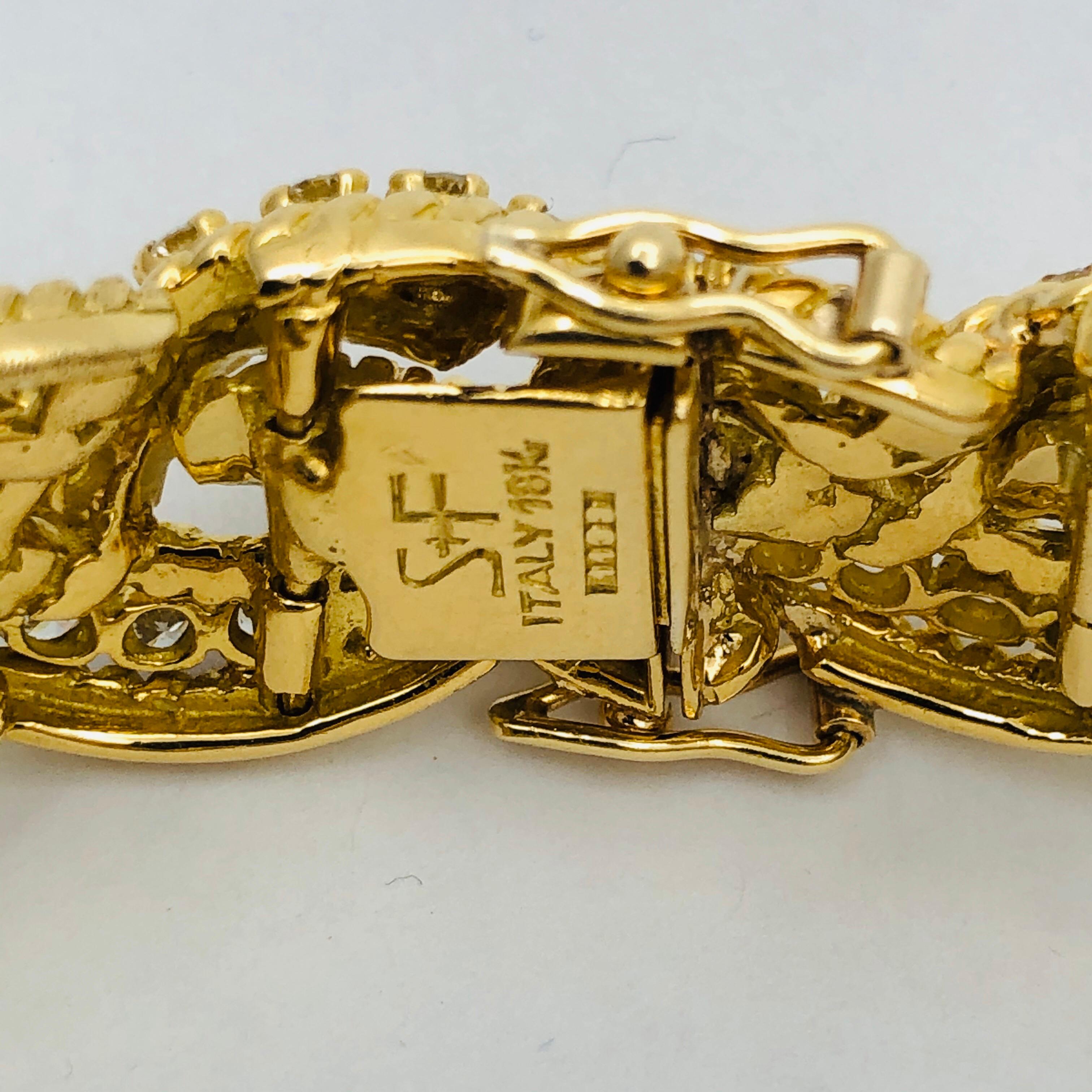 Women's Spritzer and Fuhrmann Braided Gold Design Bracelet with Diamonds
