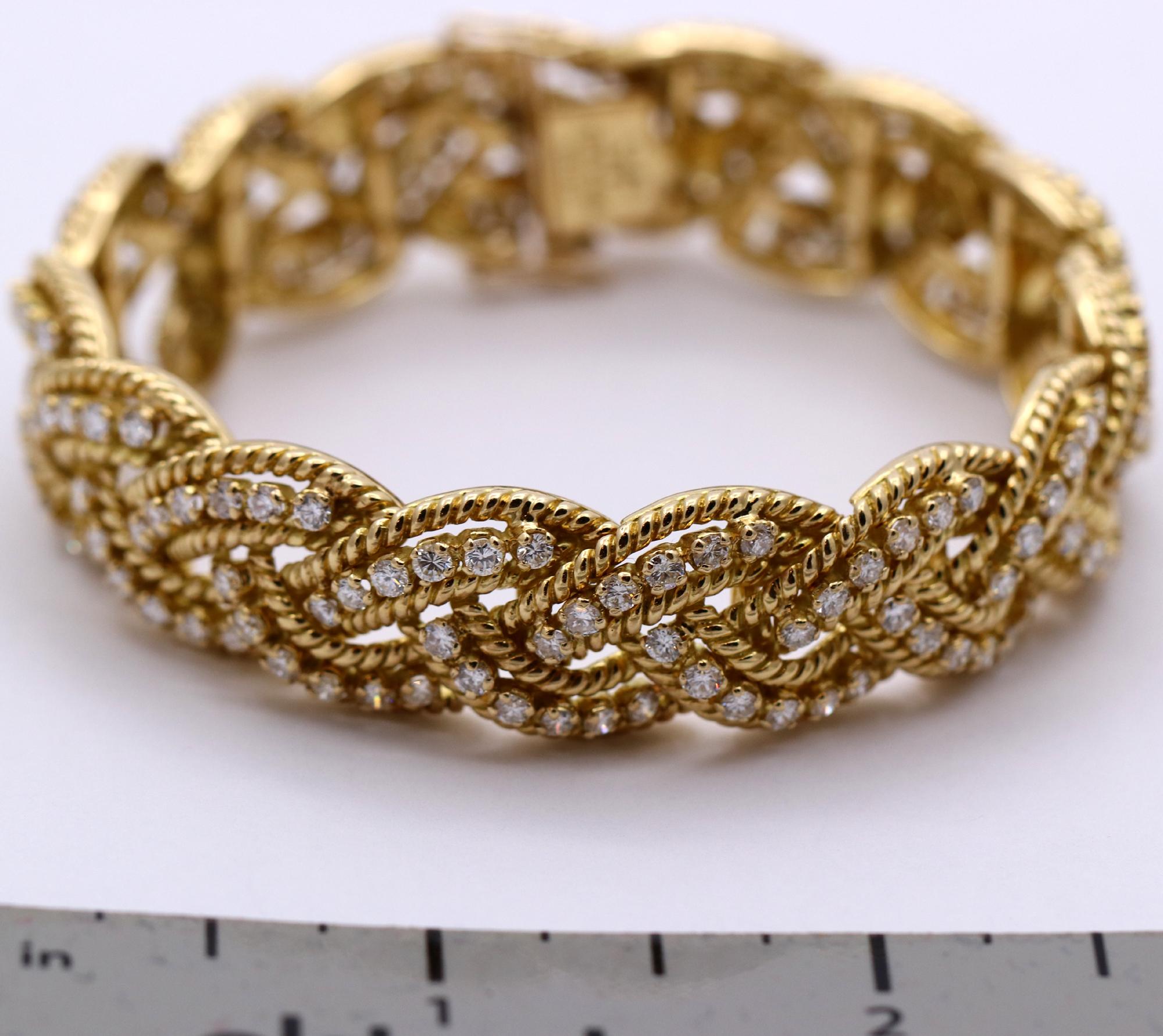Spritzer and Fuhrmann Braided Gold Design Bracelet with Diamonds 1