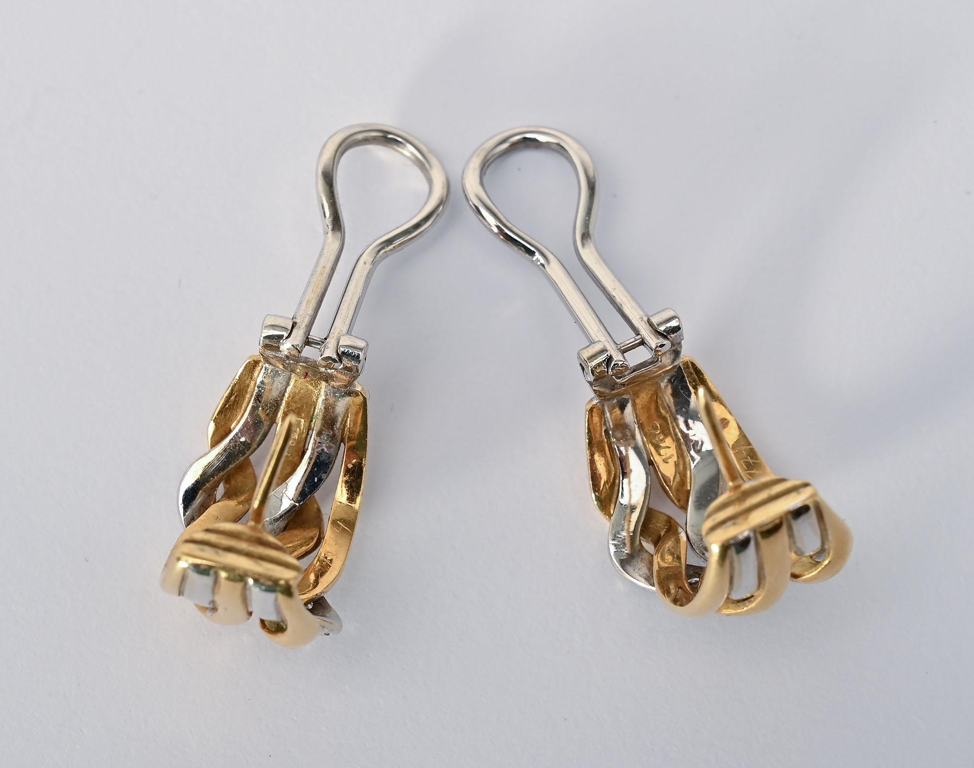 Spritzer und Fuhrmann Diamant-Ohrringe aus zweifarbigem Gold mit Diamanten (Moderne) im Angebot