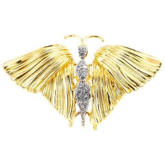 Spritzer & Fuhrman Diamond Yellow Gold Butterfly Brooch