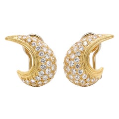 Vintage Spritzer & Fuhrmann 18 Karat Yellow Gold Diamond Earrings